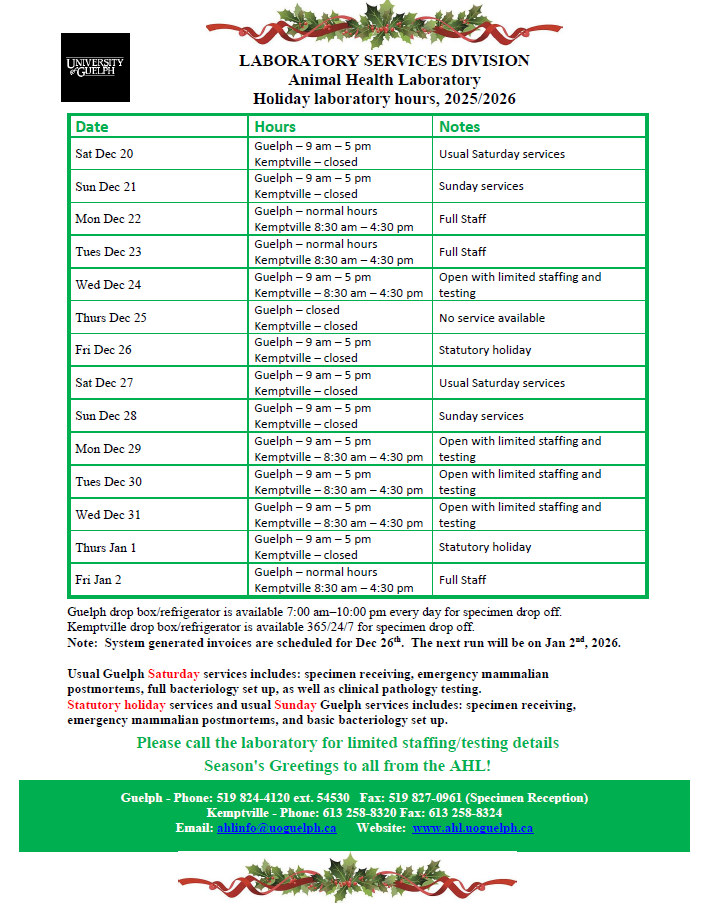 Holiday Hours 2025-26