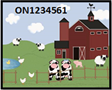 Graphic of farm with Premises Identification number example ON1234561