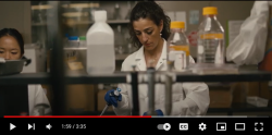 Screen shot of video where Dr. Angela Canovas is pipetting in a laboratory