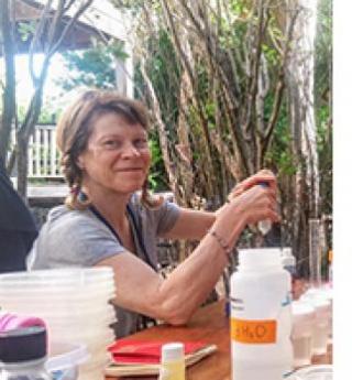 Prof. Pat Wright conducting research in the field (photo by Louise Tunnah)