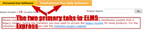  Content in ELMS Express is  organized on two primary  tabs.