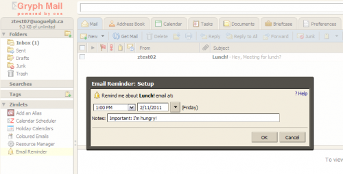 Email reminder details