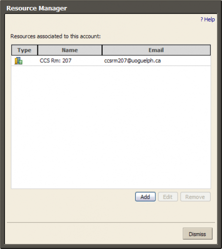Resource Manager dialog