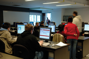 Students working in a computer lab