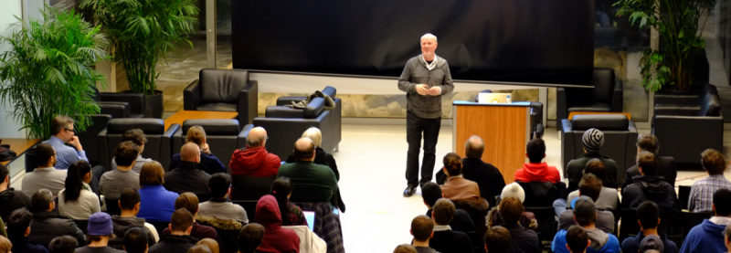Tim Bray Speaking to a Group of Students
