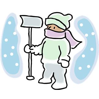 picture of a person in winter clothes holding a snow shovel