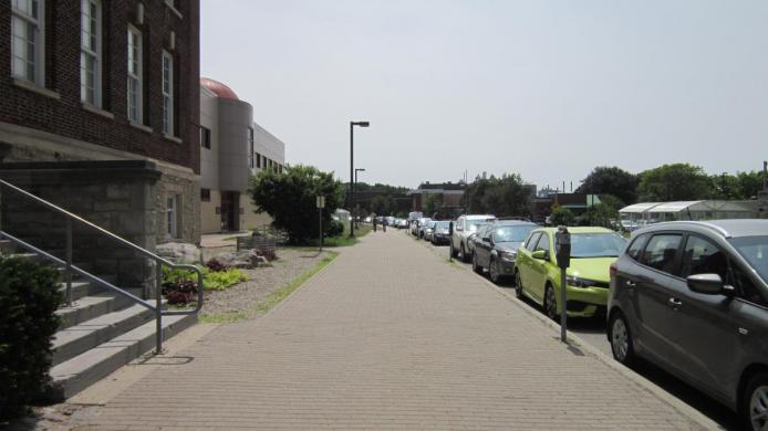 McGilvray Street sidewalk, facing east.