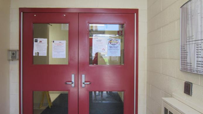 Inside the HNRU building exterior doors.