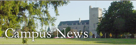 photo of a campus building with the text 'Campus News' superimposed over it