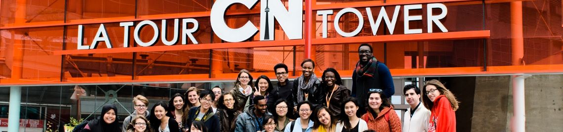 international students at CN tower