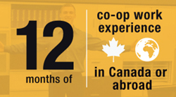twelve months of co-op work experience in Canada or abroad