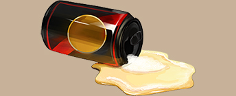 An illustration of a spilled beer can.