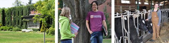 Ridgetown campus building and students