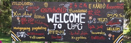 Welcome to U of G painted in different languages