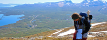 researcher on mountain