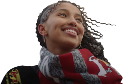 Girl wearing scarf smiling