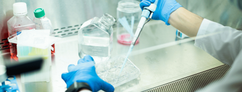 Student working in a lab hood