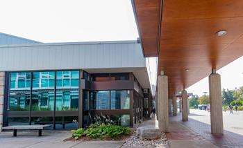 Created distorted image of Thornborough building facing south