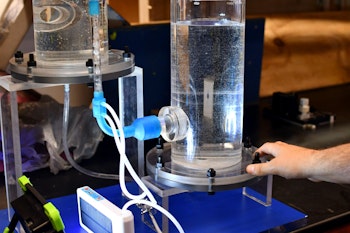 Close up of an airlift pump prototype from Dr. Wael Ahmed's research lab.