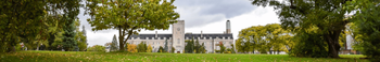 Landscape view of the front of Johnston Hall
