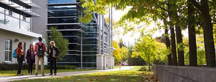 students walking on campus
