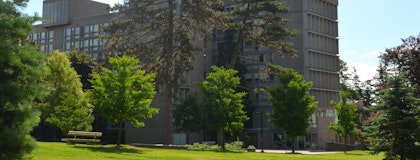 university centre with trees