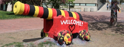 The Cannon painted with WELCOME