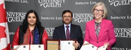 three executives standing for a picture