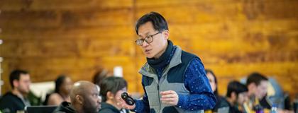 Professor giving a lecture in hall