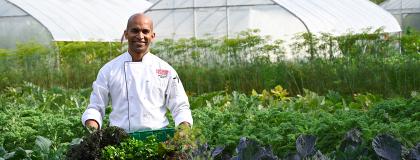 Chef Vijay Nair in garden
