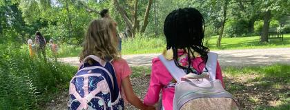 Creative Encounters campers exploring nature