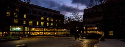 Branion plaza and the University Centre in the evening.