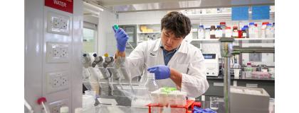 U of G Grad Peter Kim working in the lab