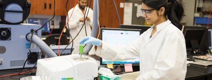 Two students in a lab