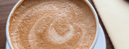 Latte in white mug