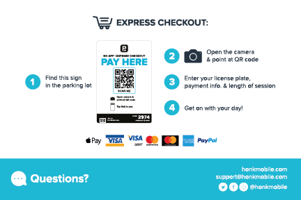 HONK Mobile instructions for paying for parking on campus