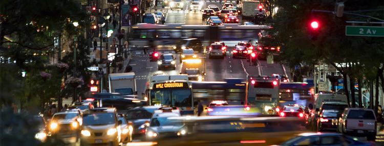 A busy street in New York City