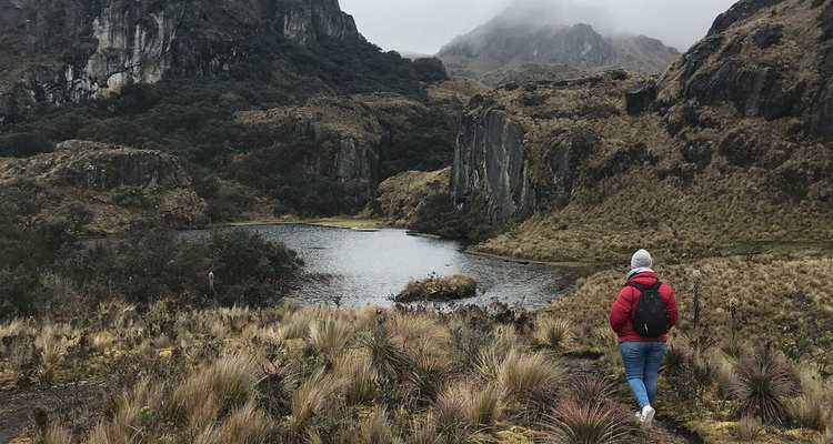 A student enjoys a serene nature walk during a field trip