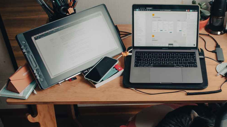 photo of a laptop on a desk
