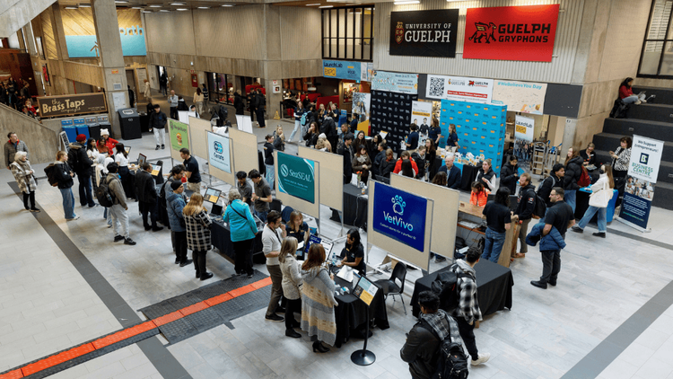Birds eye view of event in the University Centre