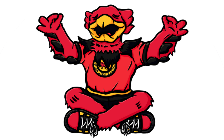 Illustration of the Gryphon mascot meditating