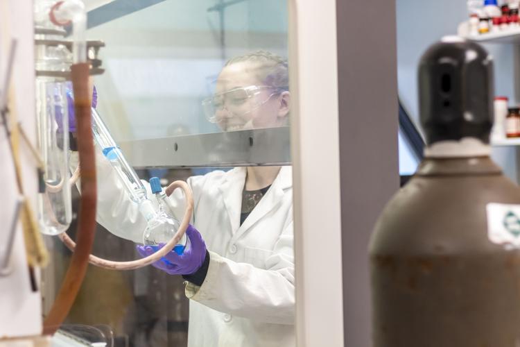 Student working in chemistry lab