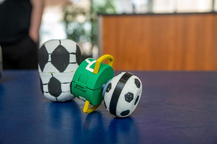 a 3D-printed soccer-themed toy design