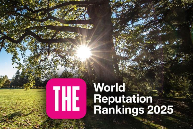 THE World Reputation Rankings 2025 logo over an image of Johnston green.