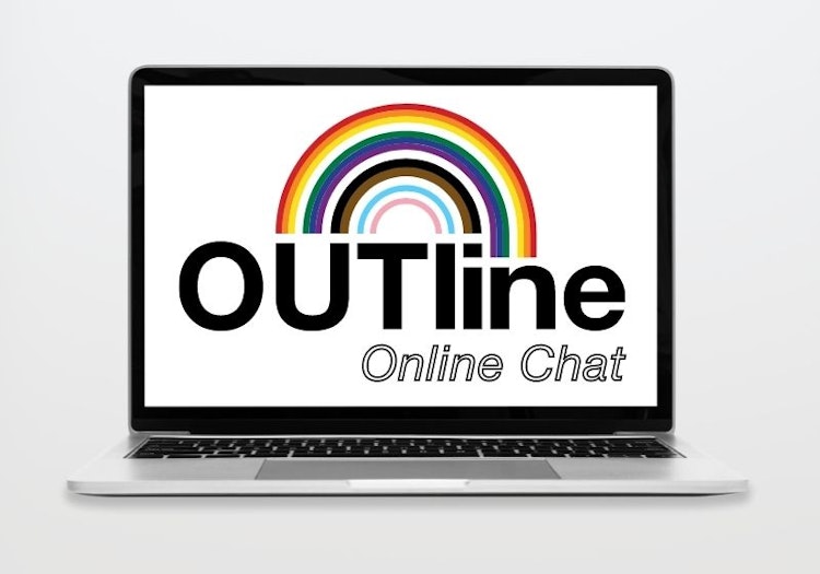 OUTline Online Chat logo on laptop