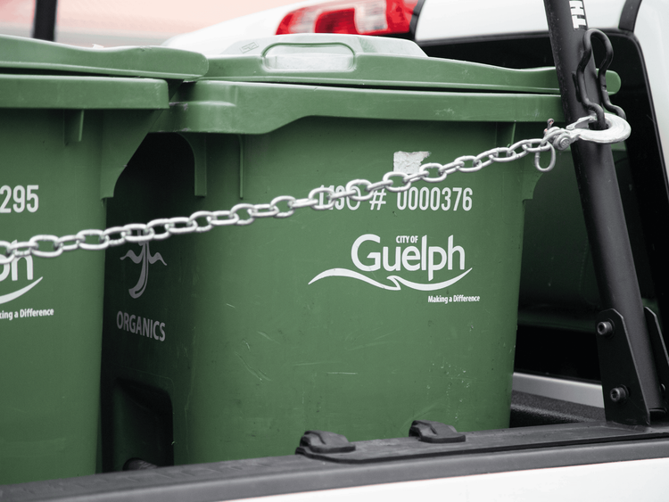 Compost bin in truck