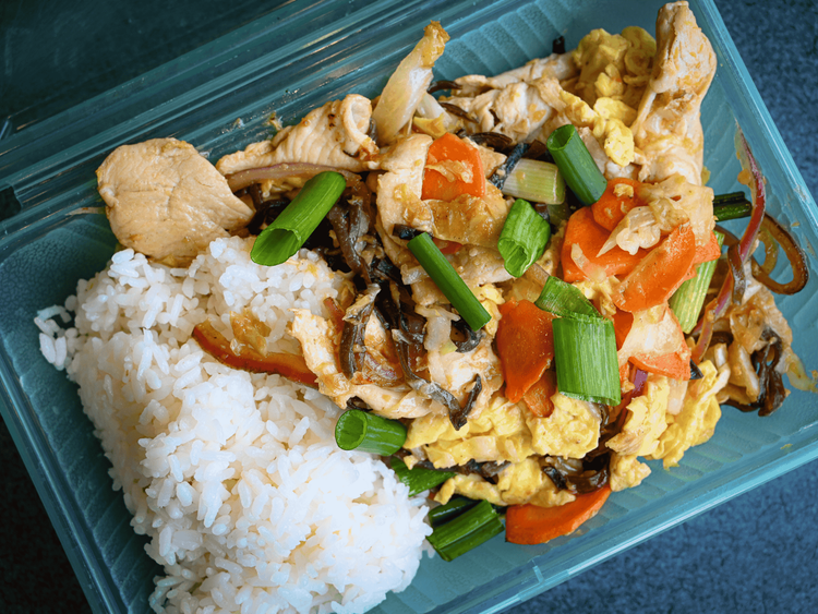Food in green container