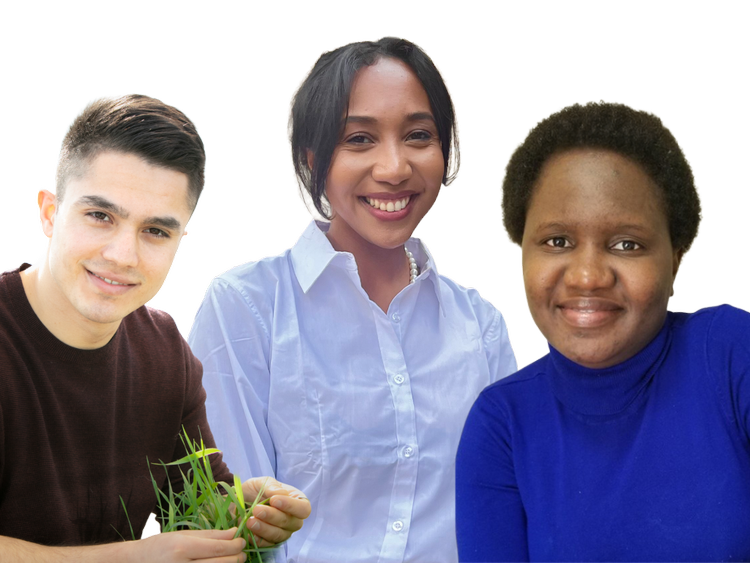 Profile cutouts of three ADC students