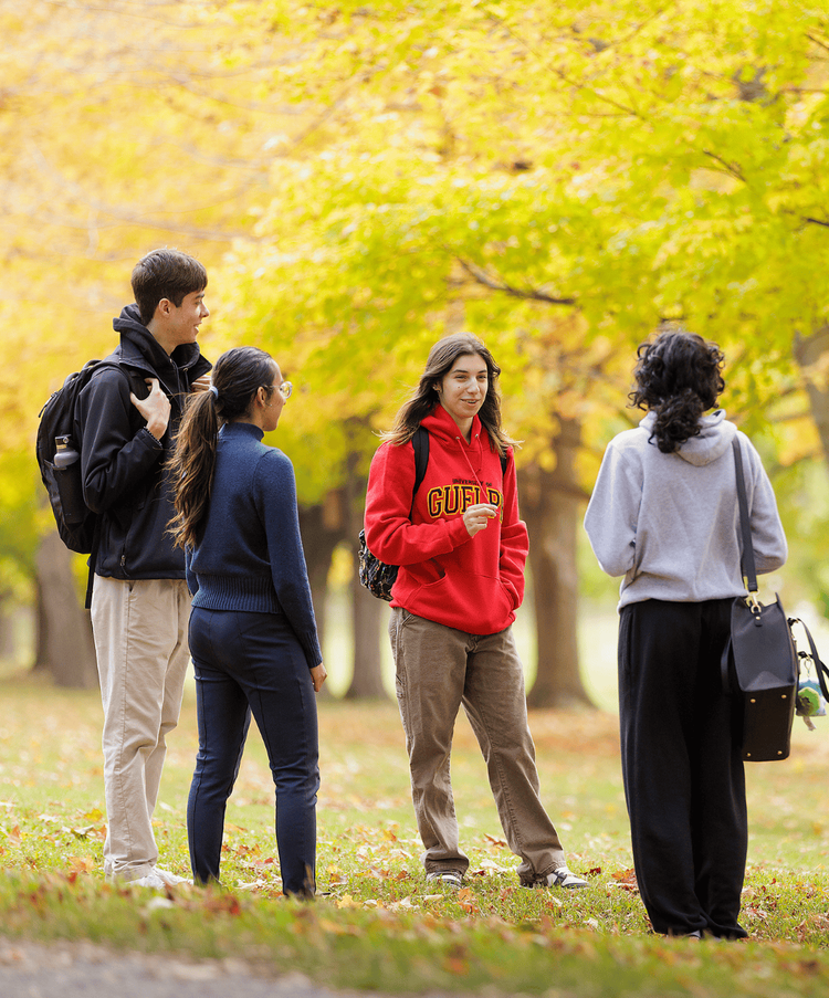 A group of students on the University of Guelph campus.