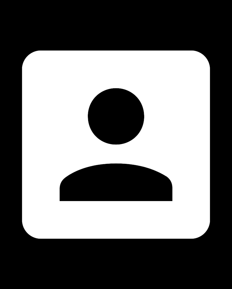 Black and white logo of a profile